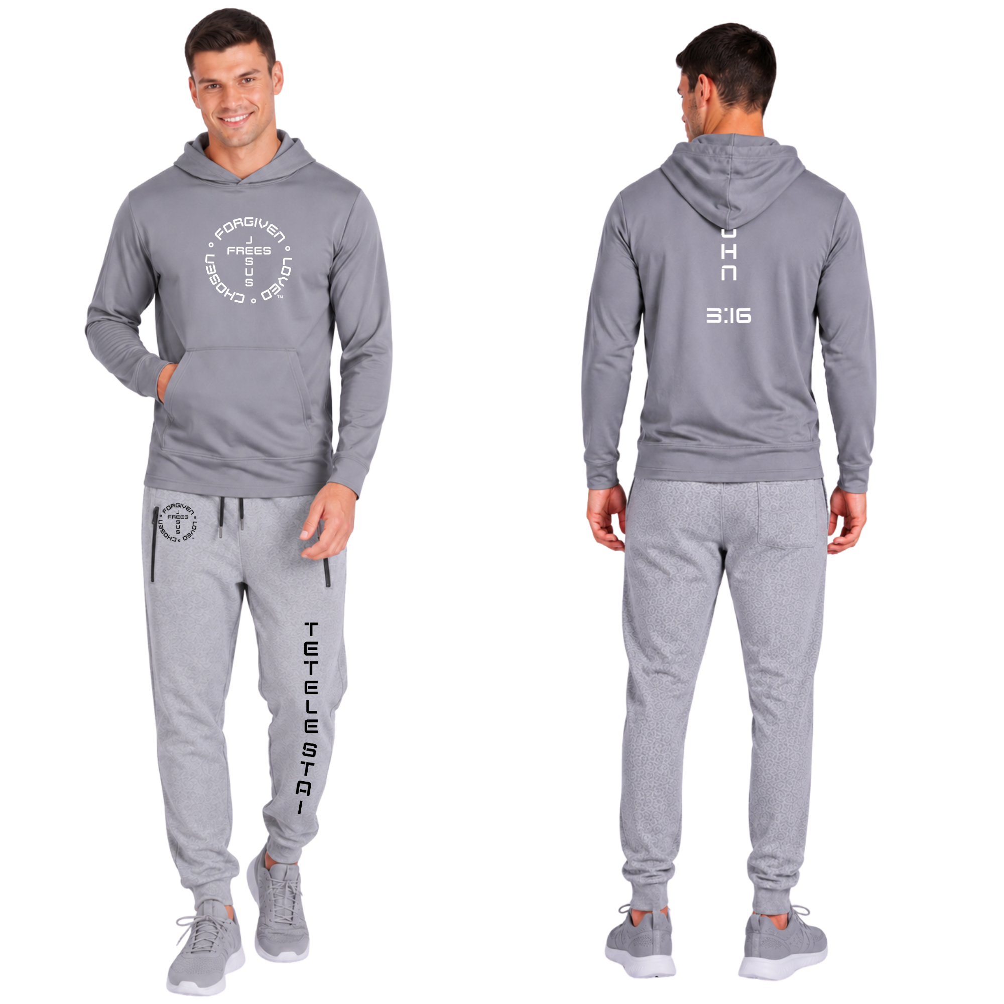 Jesus Frees - U-Champ Men's Jogger Sweatpants - Tetelestai Font 49 Black