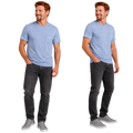 Jesus Frees - HP Pocket Cotton Men's T-Shirt - Font 143 White with Blue Outline