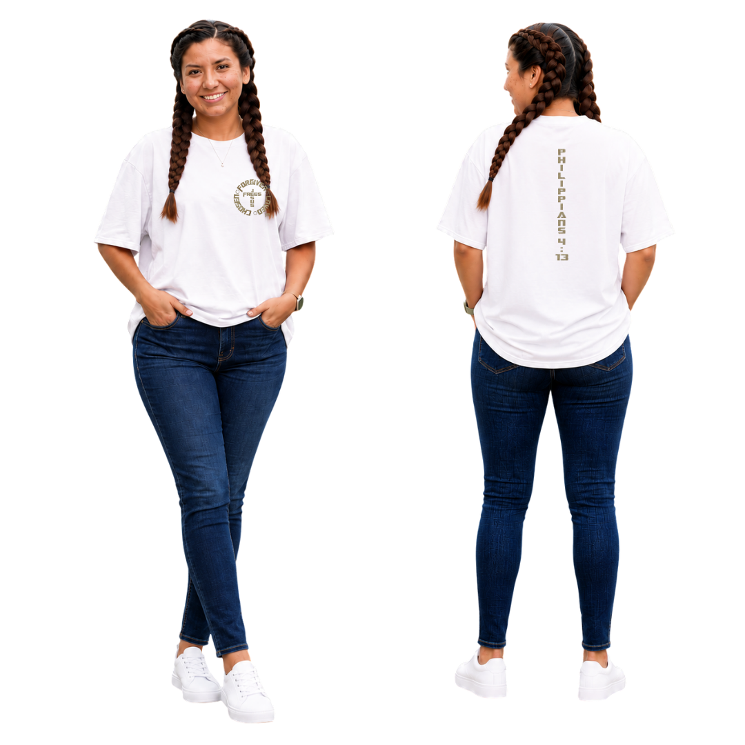 Jesus Frees - SICU Oversized Short Sleeve Women's Shirt - Font 153 Gold