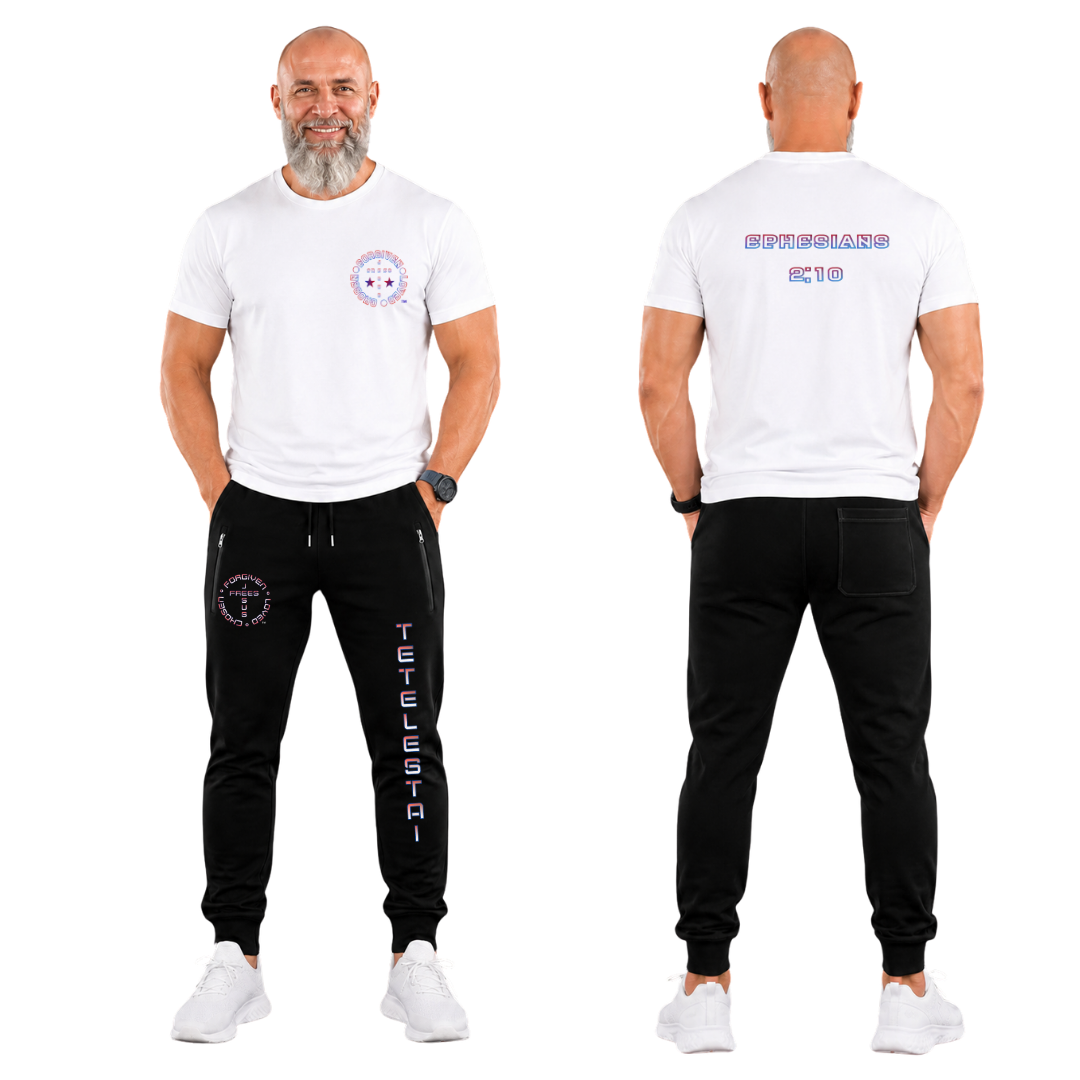 Jesus Frees - G64 Soft Style White Cotton T-Shirt - Font 106 Blue Red