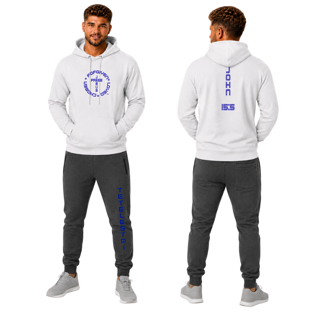 Jesus Frees - U-Champ Men's Jogger Sweatpants - Tetelestai Font 49 Dark Blue