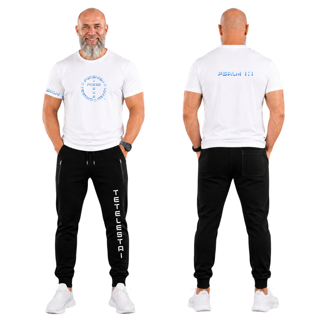 Jesus Frees | G64 Soft Style Men's White Cotton T-Shirt | Font 126 Blues | Psalm 1:1