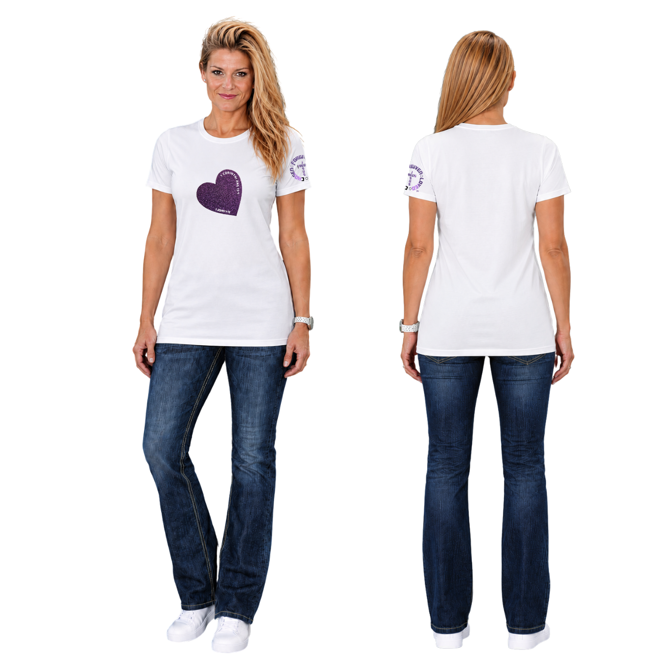 Jesus Frees - G64 Soft Style White Cotton T-Shirt - Hearts