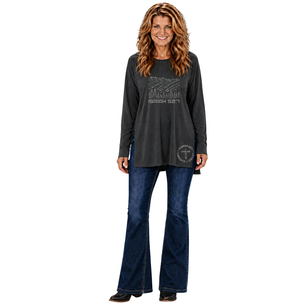 Jesus Frees™ Apparel | Women's Oversized Montana Mountain Tunic | Faith Can Move Mountains
