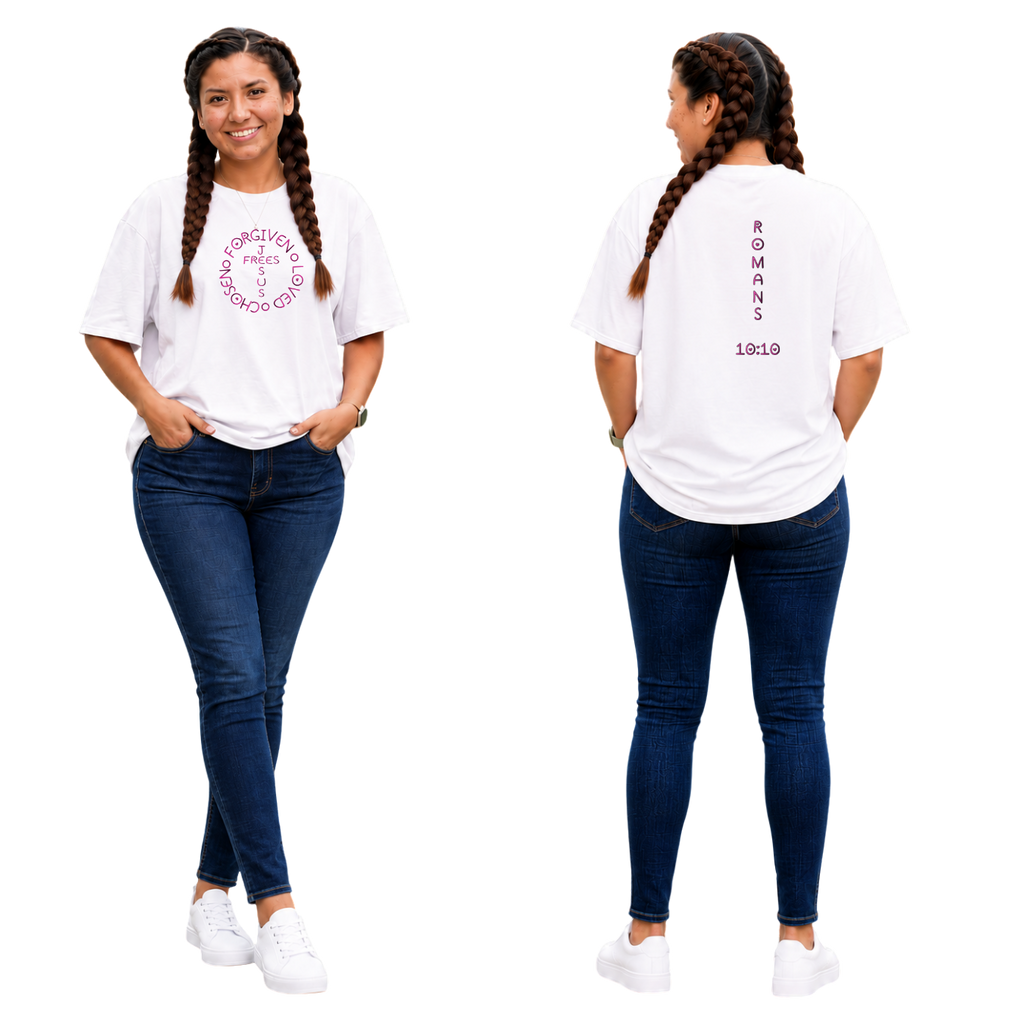 Jesus Frees - SICU Oversized Short Sleeve Women's Shirt - Font 303 Romans 10:10