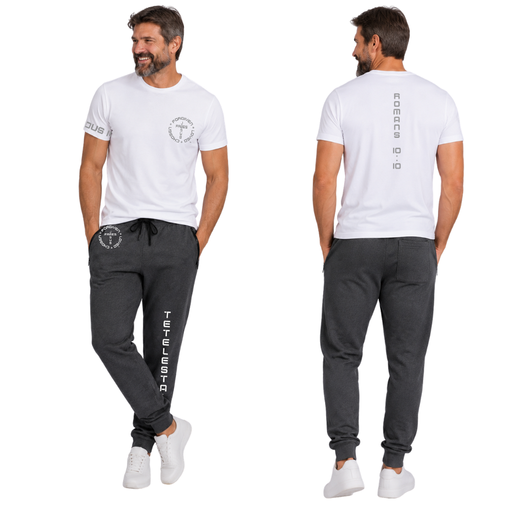 Jesus Frees - Champ Men's Jogger Sweatpants - Tetelestai Font 49 White