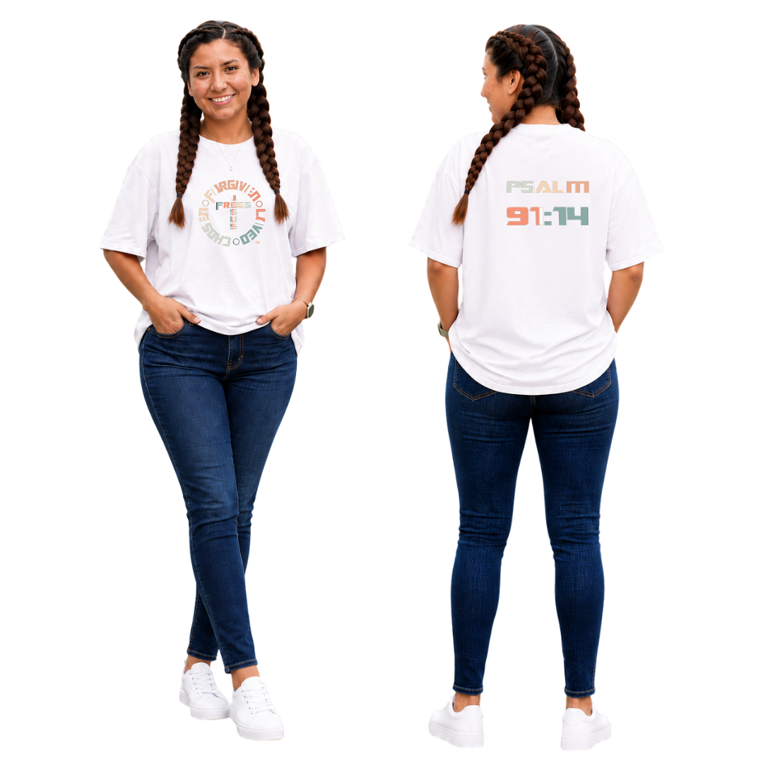 Jesus Frees - SICU Oversized Short Sleeve Women's Shirt - Font 153 Vertical Pastel