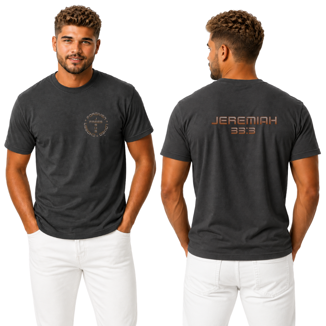 Jesus Frees - G20 Military Green Ultra Cotton Men's T-Shirt - Font 49 Brown Gray Fade