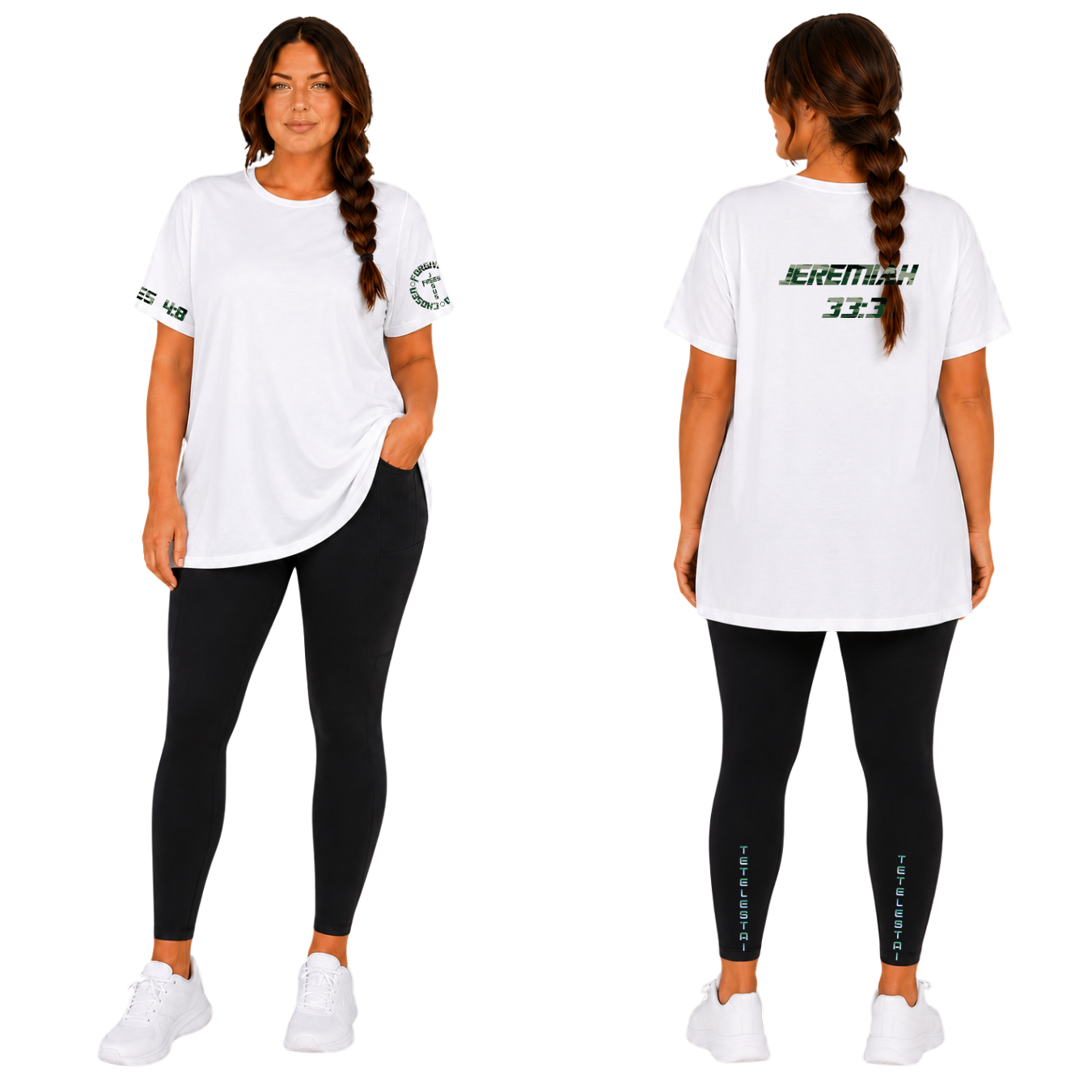Jesus Frees - G64 Soft Style White Cotton T-Shirt - Font 153 Green Camo