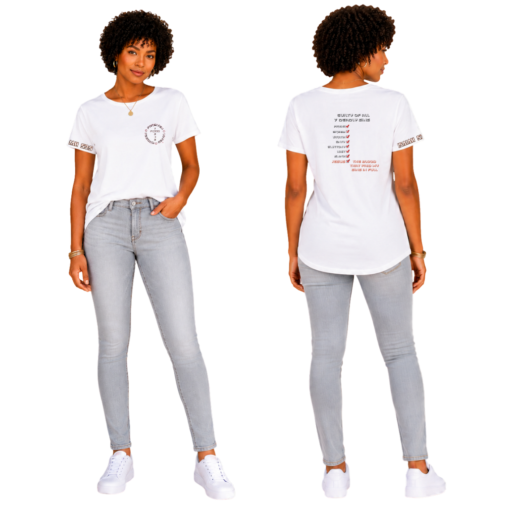 Jesus Frees - G64 Soft Style White Cotton Women's T-Shirt - 7 Deadly Sins