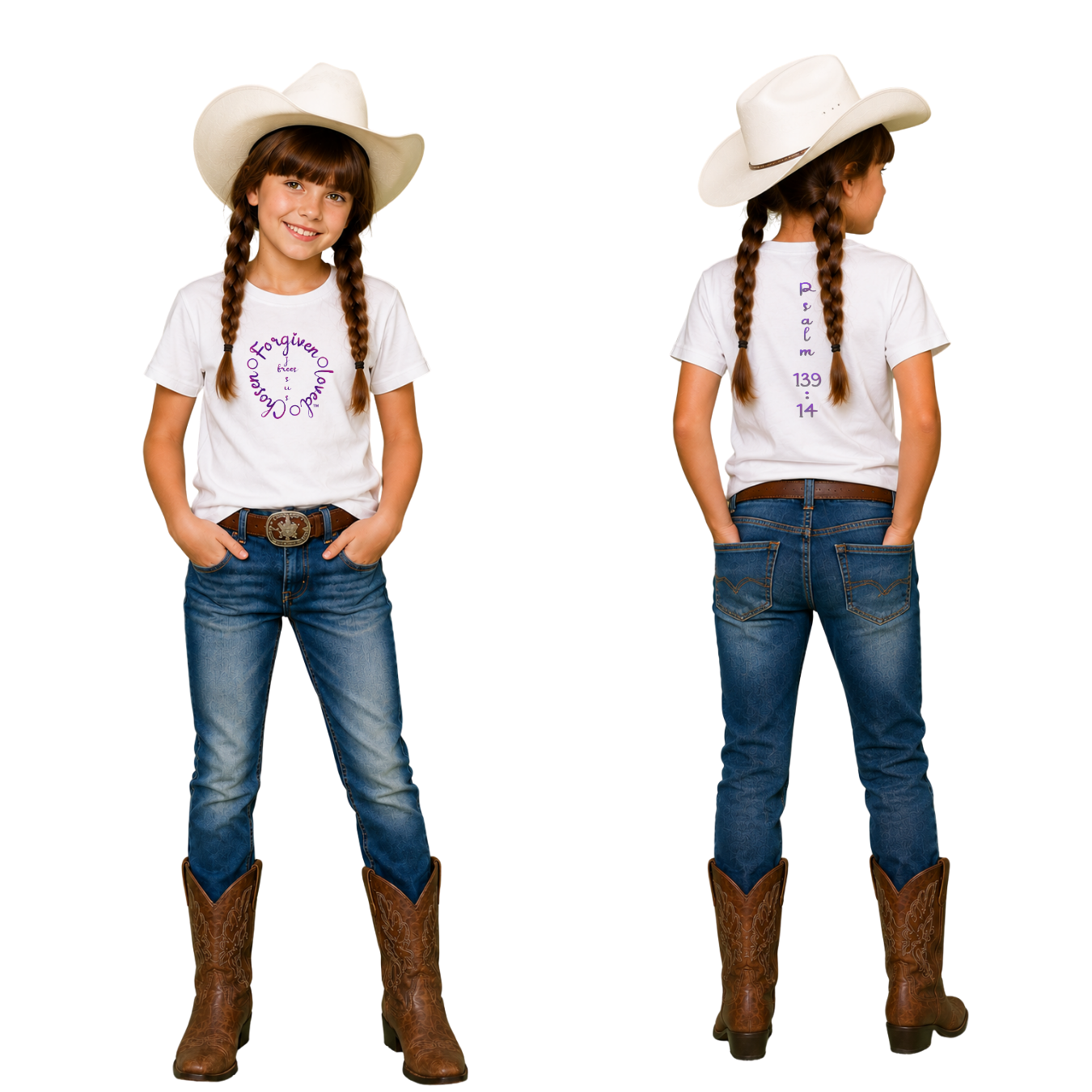 Jesus Frees - Kids 100% Cotton T-Shirts Girls - Font 223 - Psalm 139:14