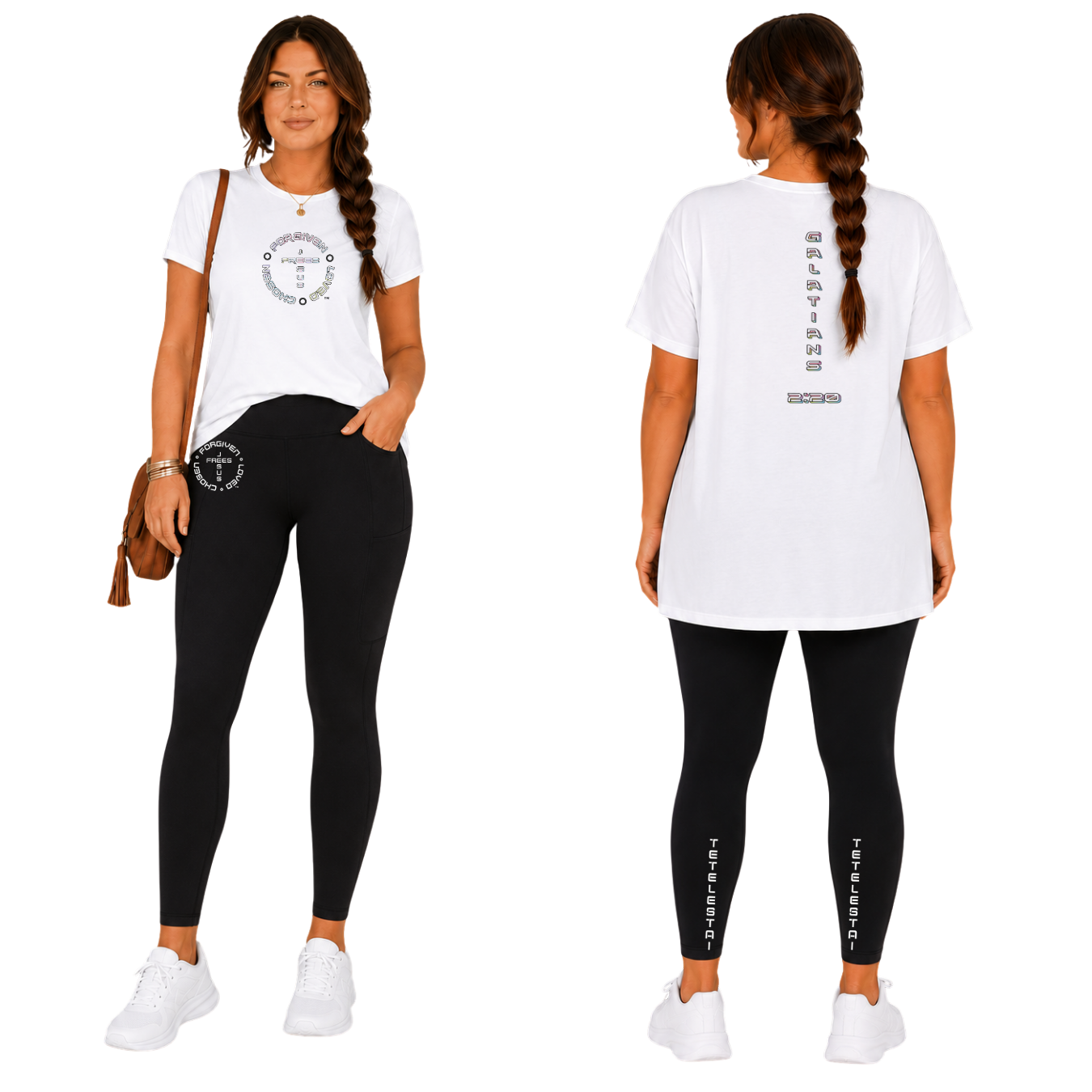 Jesus Frees - G64 Soft Style White Cotton T-Shirt - Font 126 Multi Pastel - Galatians 2:20
