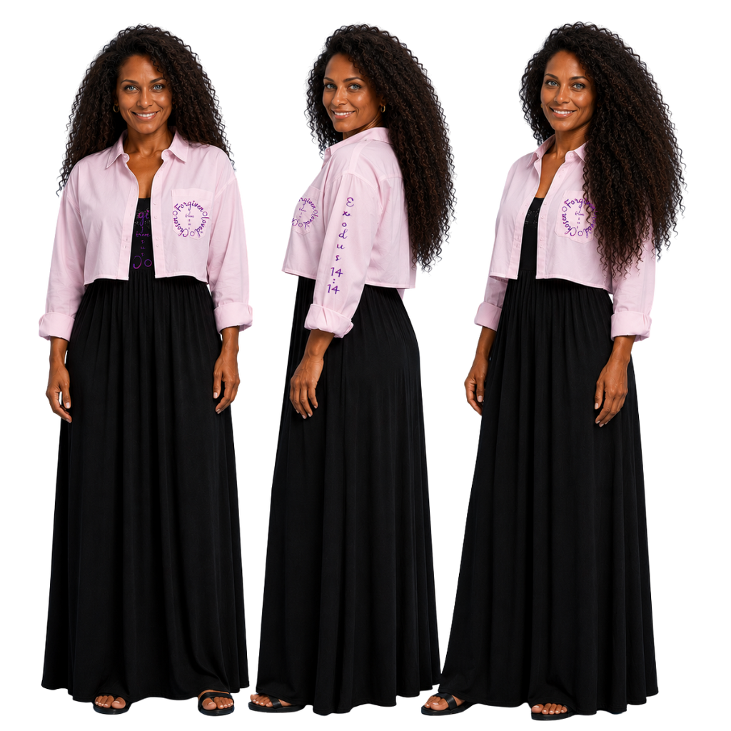 Jesus Frees - Long Maxi Dresses with Pockets - Short Sleeve - Font 223 Purple