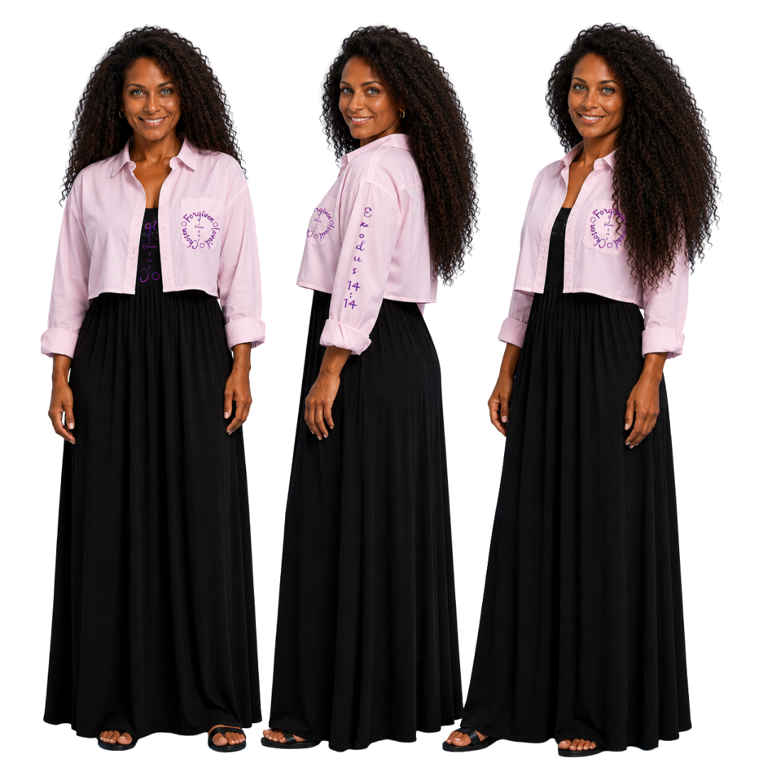 Jesus Frees - Long Maxi Dresses with Pockets - Short Sleeve - Font 223 Purple