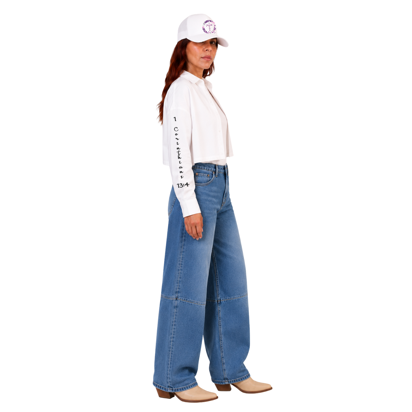 Jesus Frees - Cropped Lite Long Sleeve White Summer Jacket - Font 223