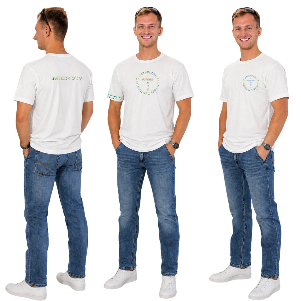 Jesus Frees | G64 Soft Style Men's White Cotton T-Shirt | Font 126 Neon | Micah 7:7