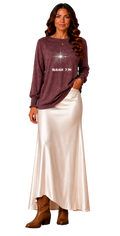 Jesus Frees - DK Women's Boat Neckline 3/4 Elastic Cuff - 153 Star of Bethlehem - Wild Ginger