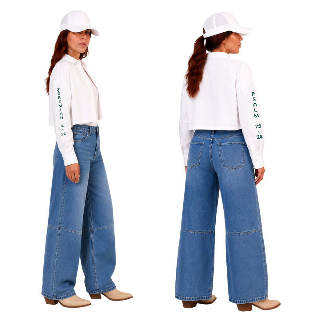 Jesus Frees - Cropped Lite Long Sleeve Summer Jacket - FONT 303 DARK GREEN