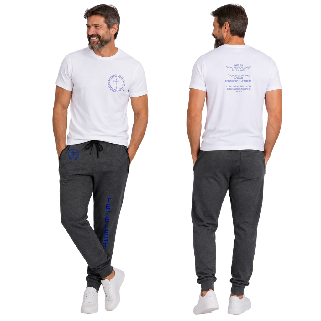 Jesus Frees - U-Champ Men's Jogger Sweatpants - Tetelestai Font 49 Dark Blue