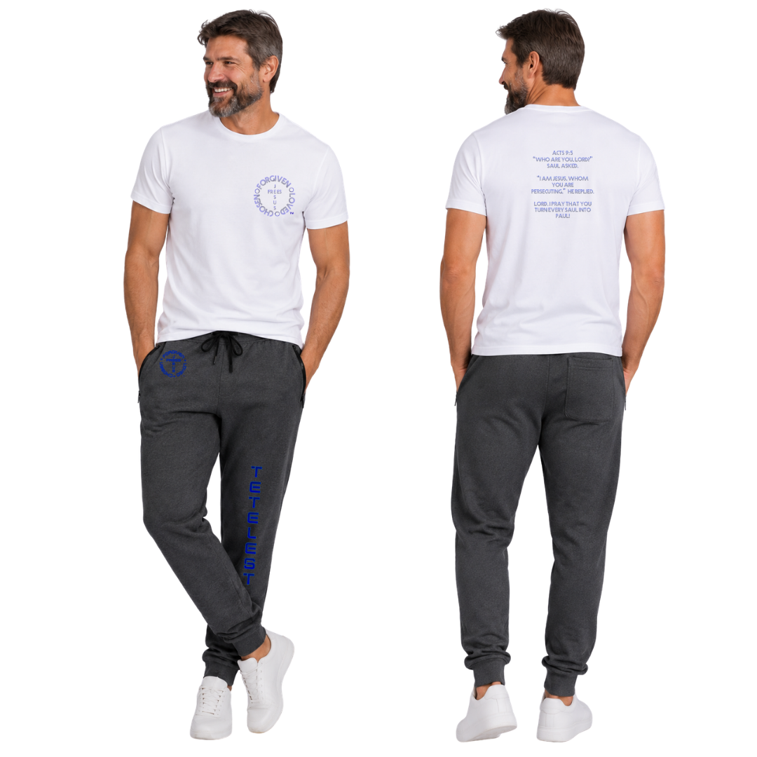 Jesus Frees - U-Champ Men's Jogger Sweatpants - Tetelestai Font 49 Dark Blue