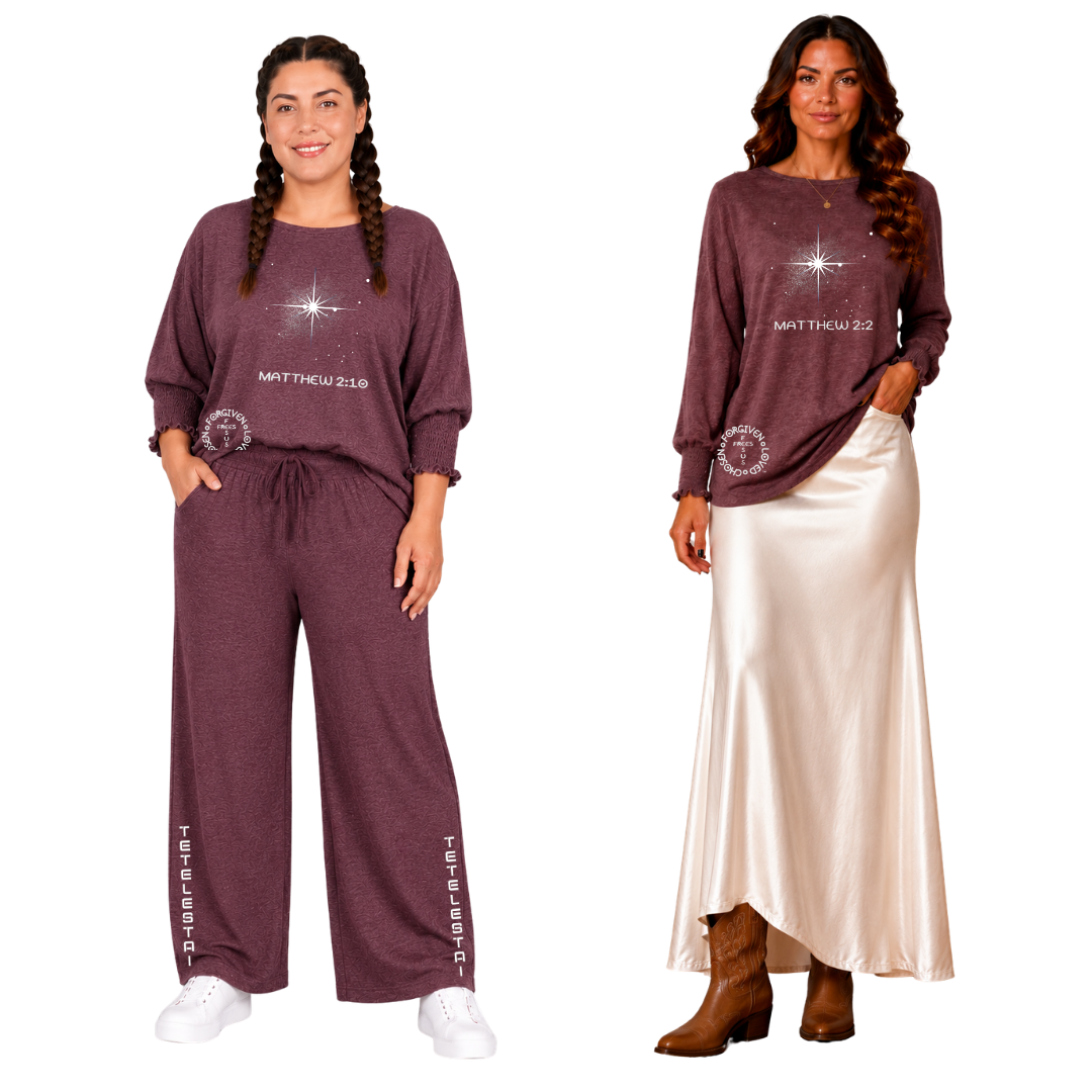 Jesus Frees - DK Women's Boat Neckline 3/4 Elastic Cuff - 303 Star of Bethlehem