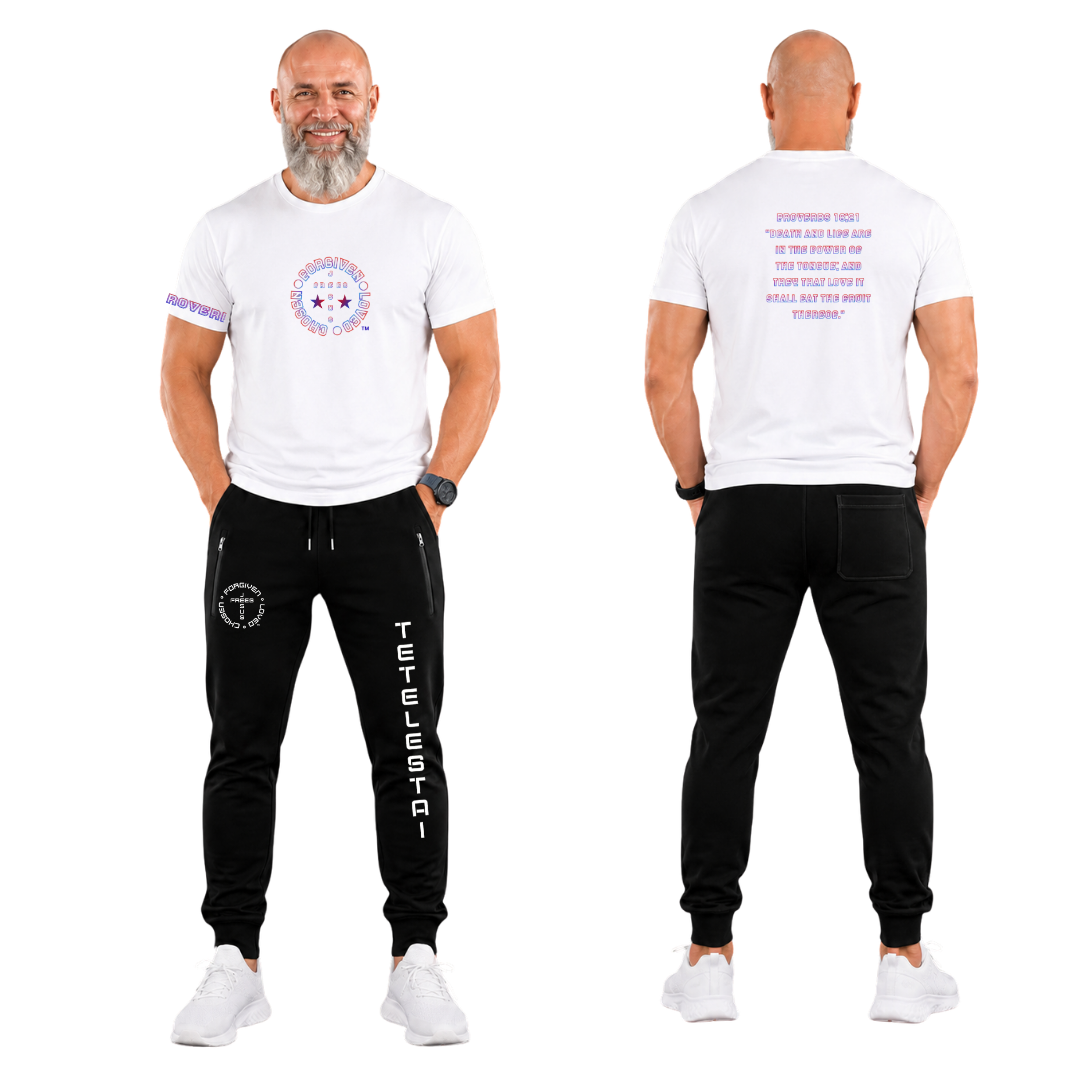 Jesus Frees - G64 Soft Style White Cotton T-Shirt - Font 106 Blue Red