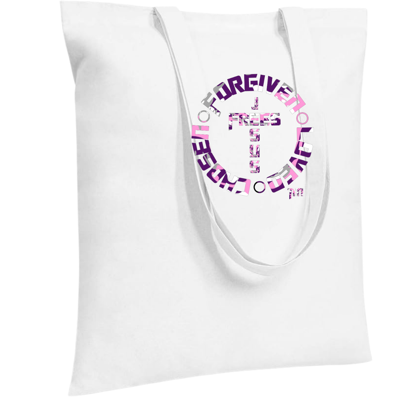 Jesus Frees - "Tote the Truth" - Font 153 Camo Pink-Purple