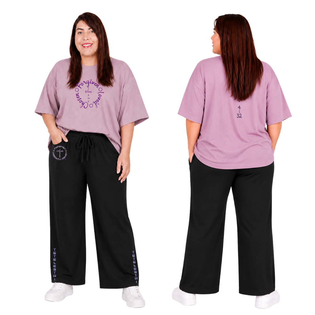 Jesus Frees - SICU Oversized Short Sleeve Women's Shirt - Font 223 Purple