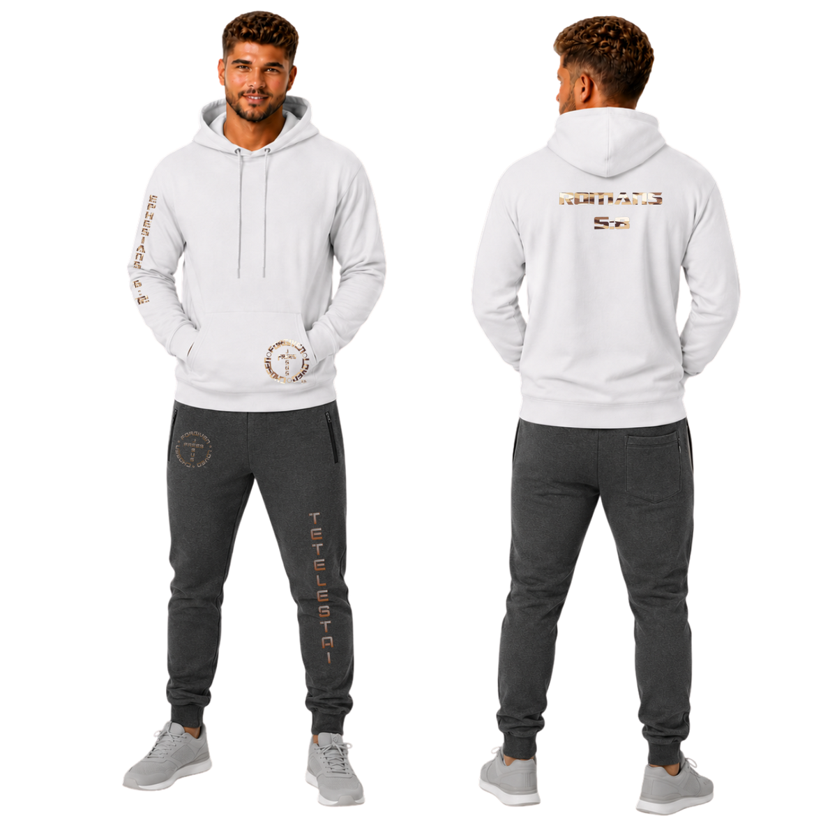 Jesus Frees™ Apparel | Men’s White Scripture Hoodie | Sand Camo Font 153 | 50/50