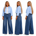 Jesus Frees | Cropped Lite Long Sleeve Light Blue Summer Jacket | Font 223