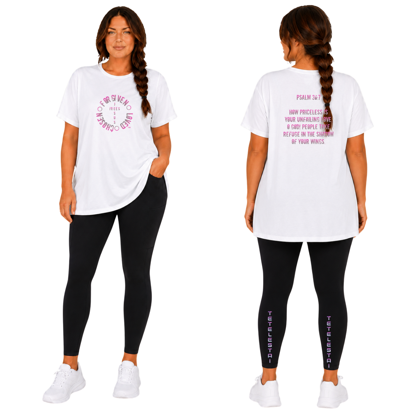 Jesus Frees - G64 Soft Style White Cotton Women's T-Shirt - Font 60 Pink Gray Fade