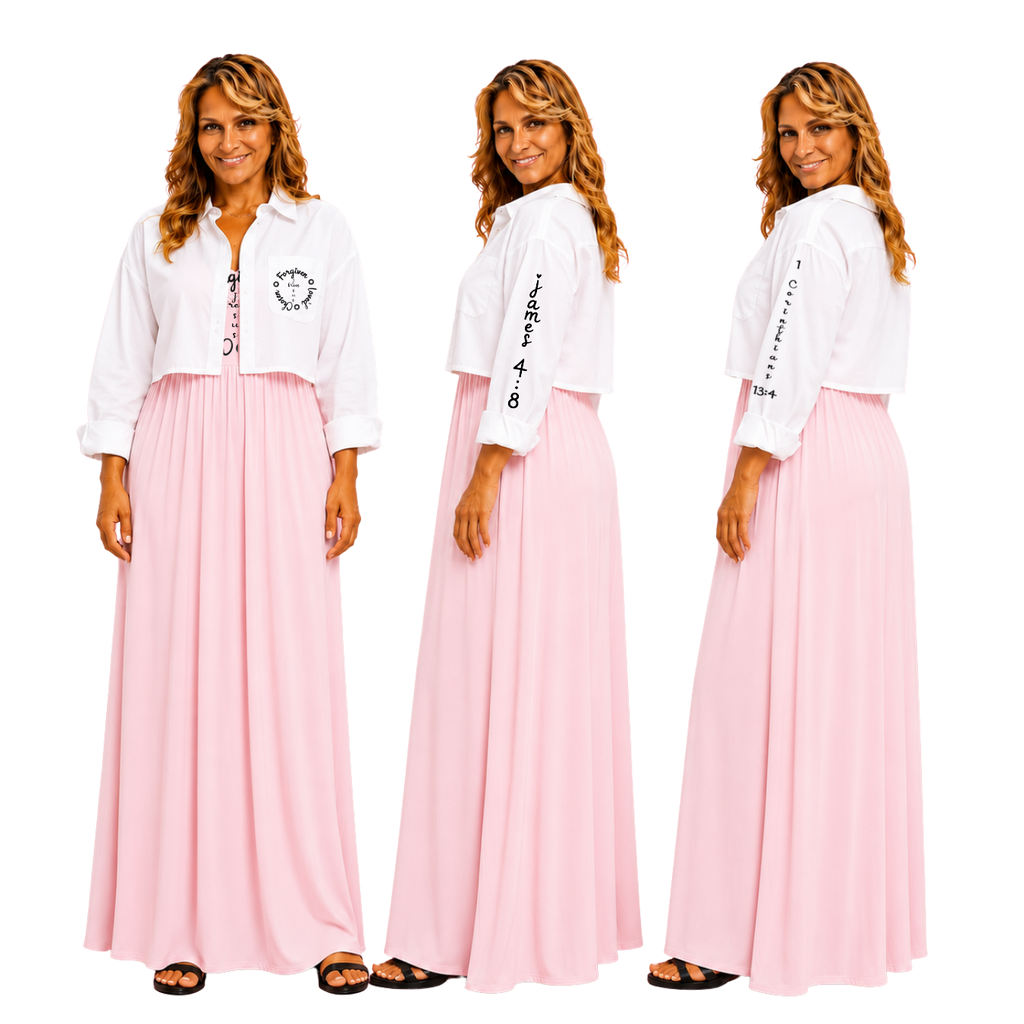 Jesus Frees - Long Maxi Dresses with Pockets - Short Sleeve - Font 223 Black
