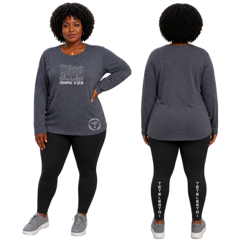 JOELL WOMEN'S LONG SLEEVE CREW NECK SHIRT - MONTANA MOUNTAINS FONT 49 WHITE