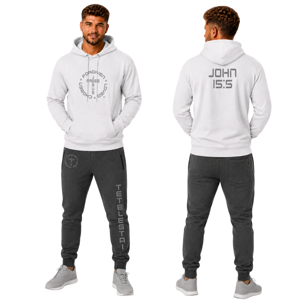 Jesus Frees | Champ Men's Jogger Sweatpants | Tetelestai Font 49 Gray