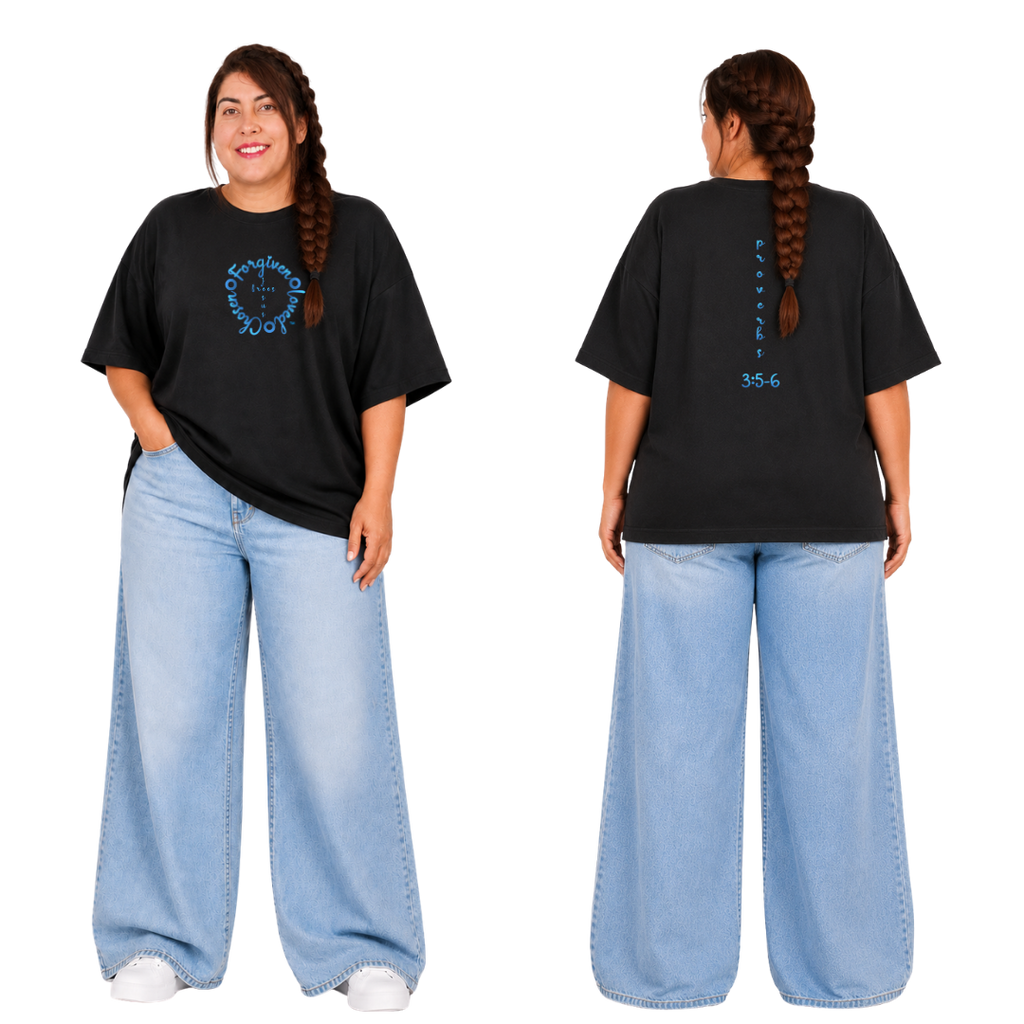 Jesus Frees - SICU Oversized Short Sleeve Women's Shirt - Font 223 Light Blue