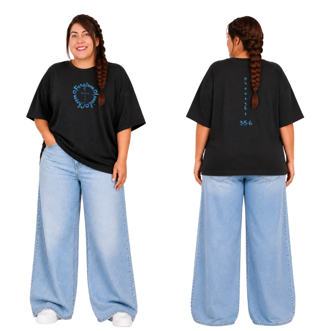 Jesus Frees - SICU Oversized Short Sleeve Women's Shirt - Font 223 Light Blue