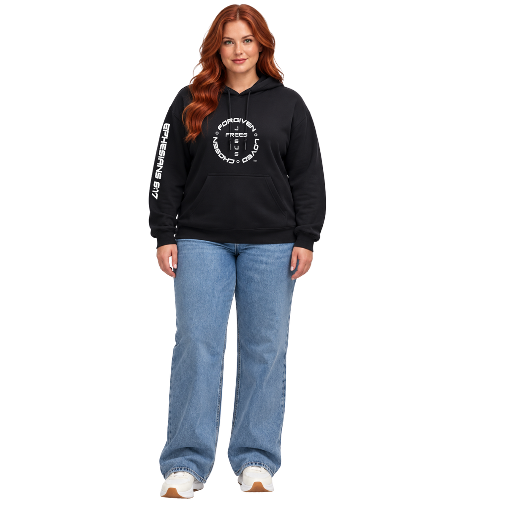 Jesus Frees™ Apparel | Women’s Scripture Hoodie | Font 143