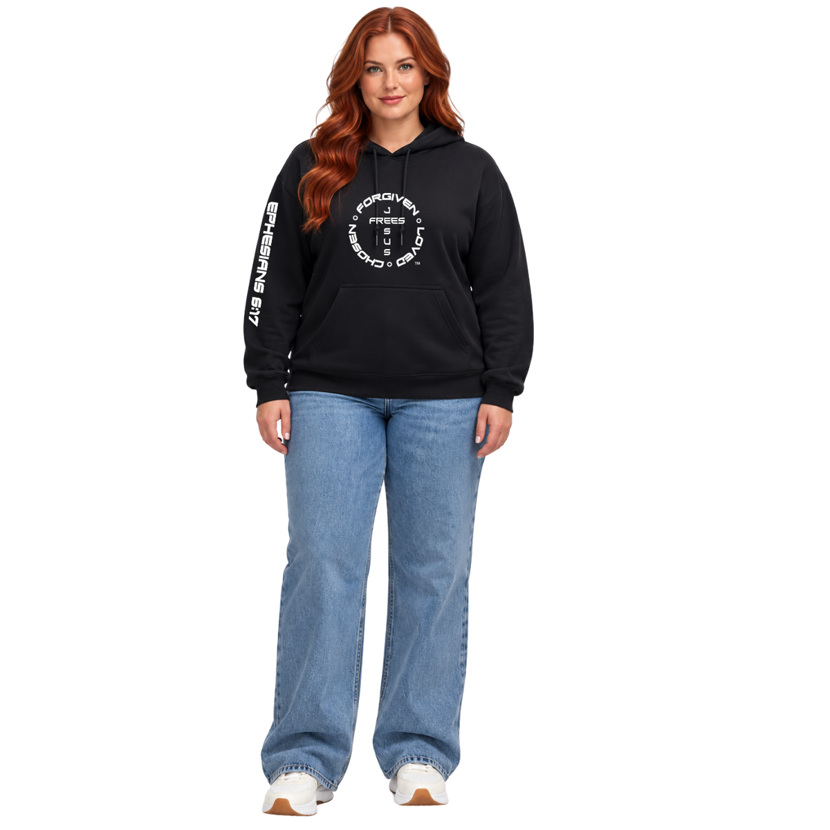 Jesus Frees™ Apparel | Women’s Scripture Hoodie | Font 143