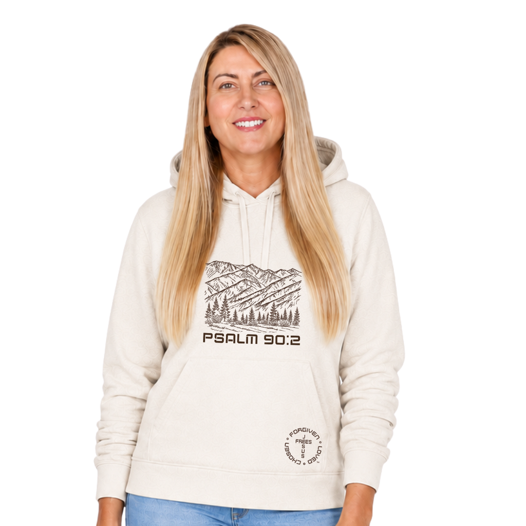 AE - FRENCH TERRY FLEECE PULLOVER HOODIE - OATMEAL - MONTANA MOUNTAINS FONT 49 BROWN