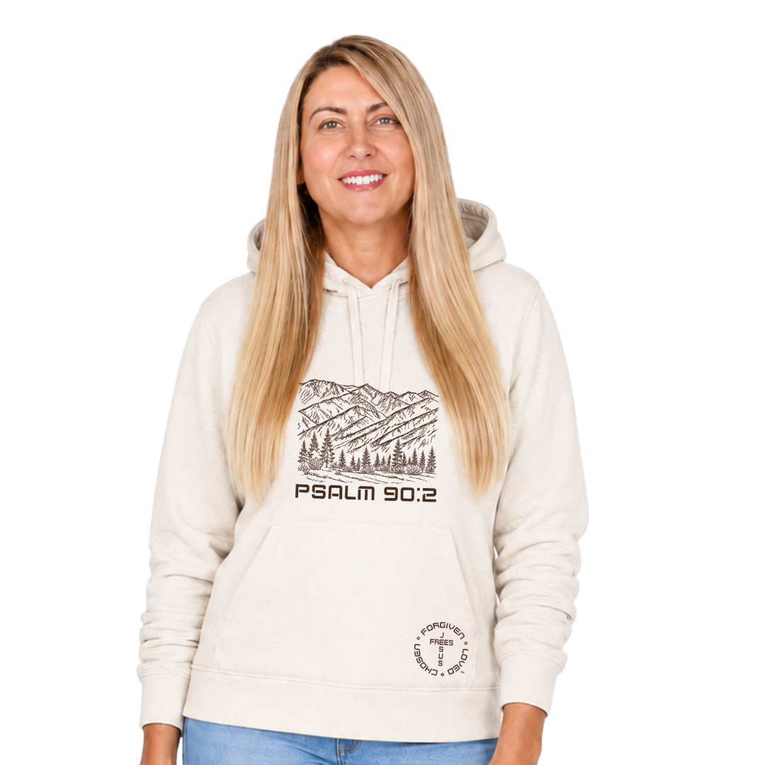 AE - FRENCH TERRY FLEECE PULLOVER HOODIE - OATMEAL - MONTANA MOUNTAINS FONT 49 BROWN