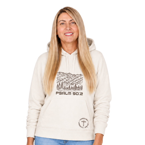 AE - FRENCH TERRY FLEECE PULLOVER HOODIE - OATMEAL - MONTANA MOUNTAINS FONT 49 BROWN