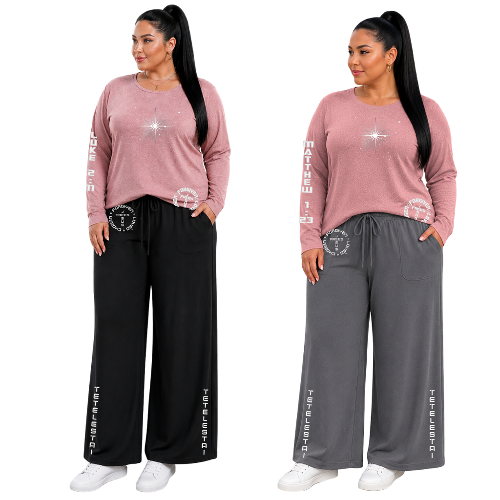 Jesus Frees - Joell Women's Long Sleeve Rose Heather Crew Neck Shirt - 153 Star of Bethlehem