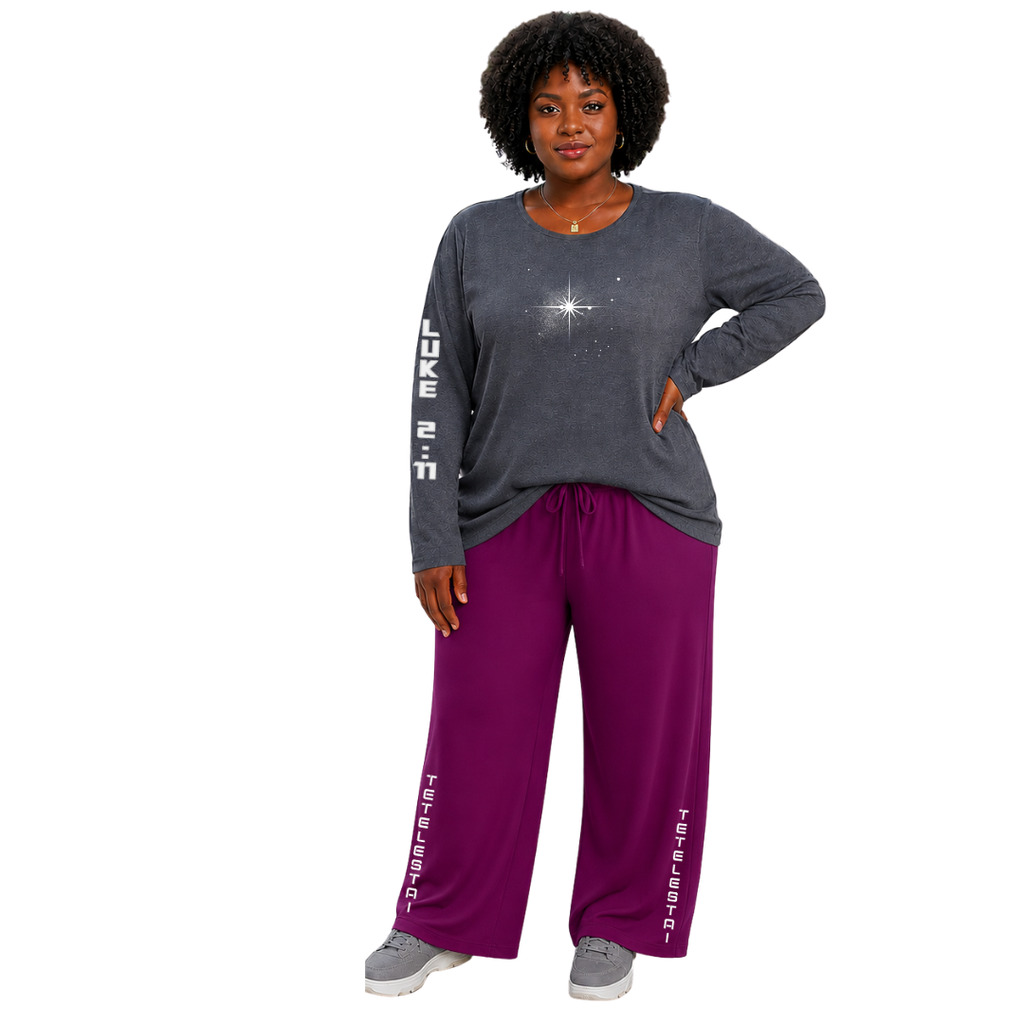 Jesus Frees - Joell Women's Long Sleeve Gray Heather Crew Neck Shirt - 153 Star of Bethlehem