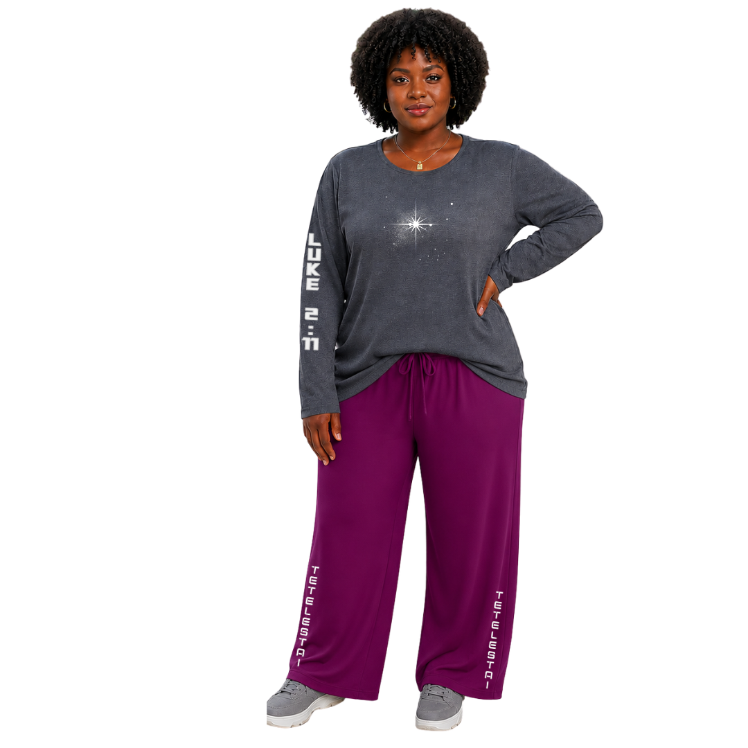Jesus Frees - Joell Women's Long Sleeve Gray Heather Crew Neck Shirt - 153 Star of Bethlehem