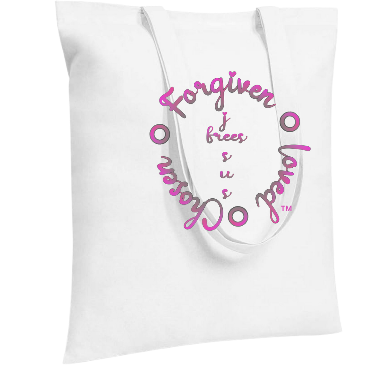 Jesus Frees™ Apparel | "Tote the Truth" | "i" Heart Dotted Scripture Design | Font 223 Pink-Gray