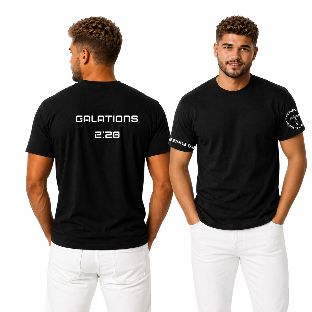 Jesus Frees - G20 Black Ultra Cotton Men's T-Shirt - Font 49 White