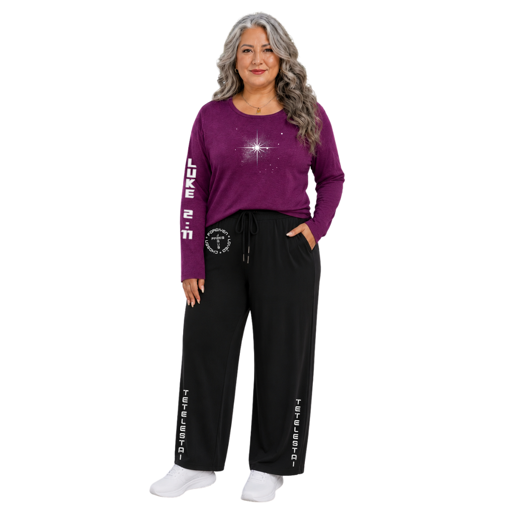 Jesus Frees - Joell Women's Long Sleeve Purple Heather Crew Neck Shirt - 153 Star of Bethlehem