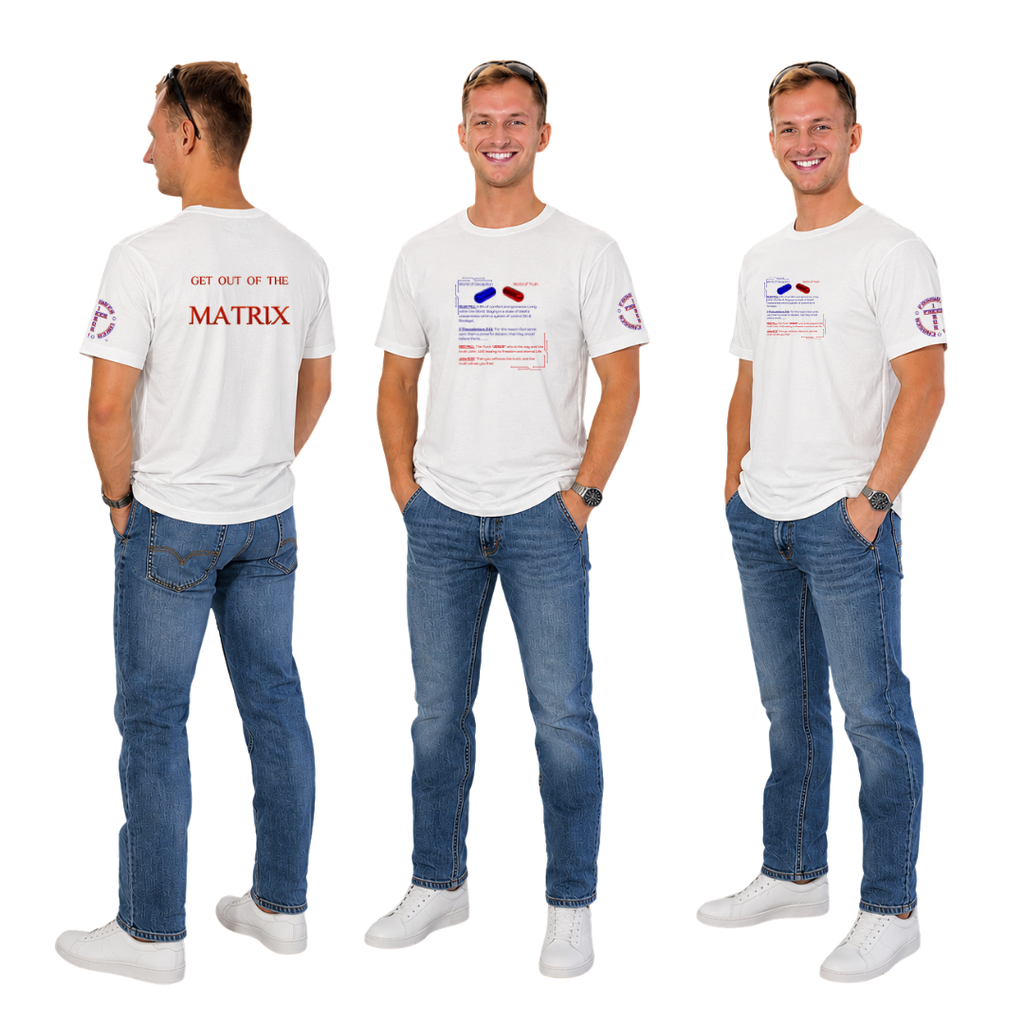 Jesus Frees - G64 Soft Style White Cotton Men's T-Shirt - The Matrix (Blue Pill vs Red Pill)