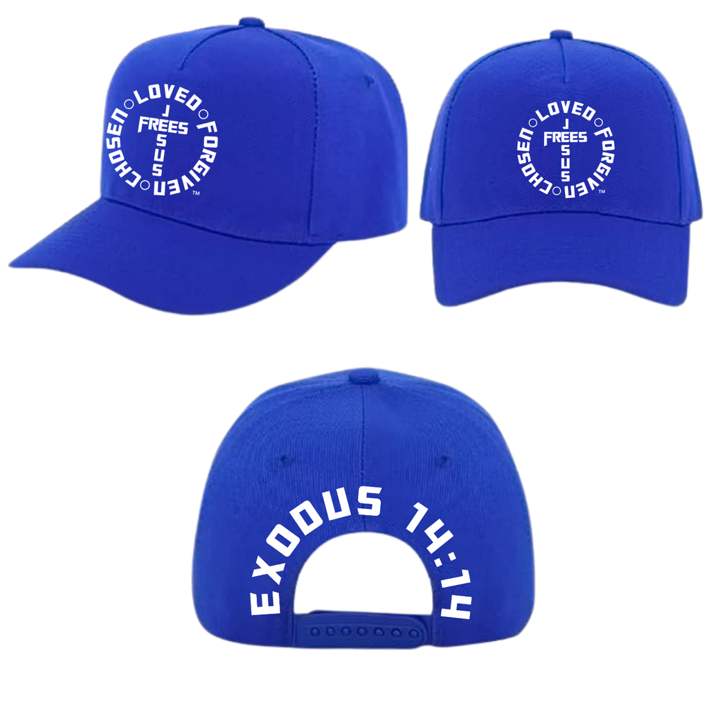 Jesus Frees - Baseball Caps for Men & Women - Pink / Beige / Blue / Red / Orange -  Font 153 White
