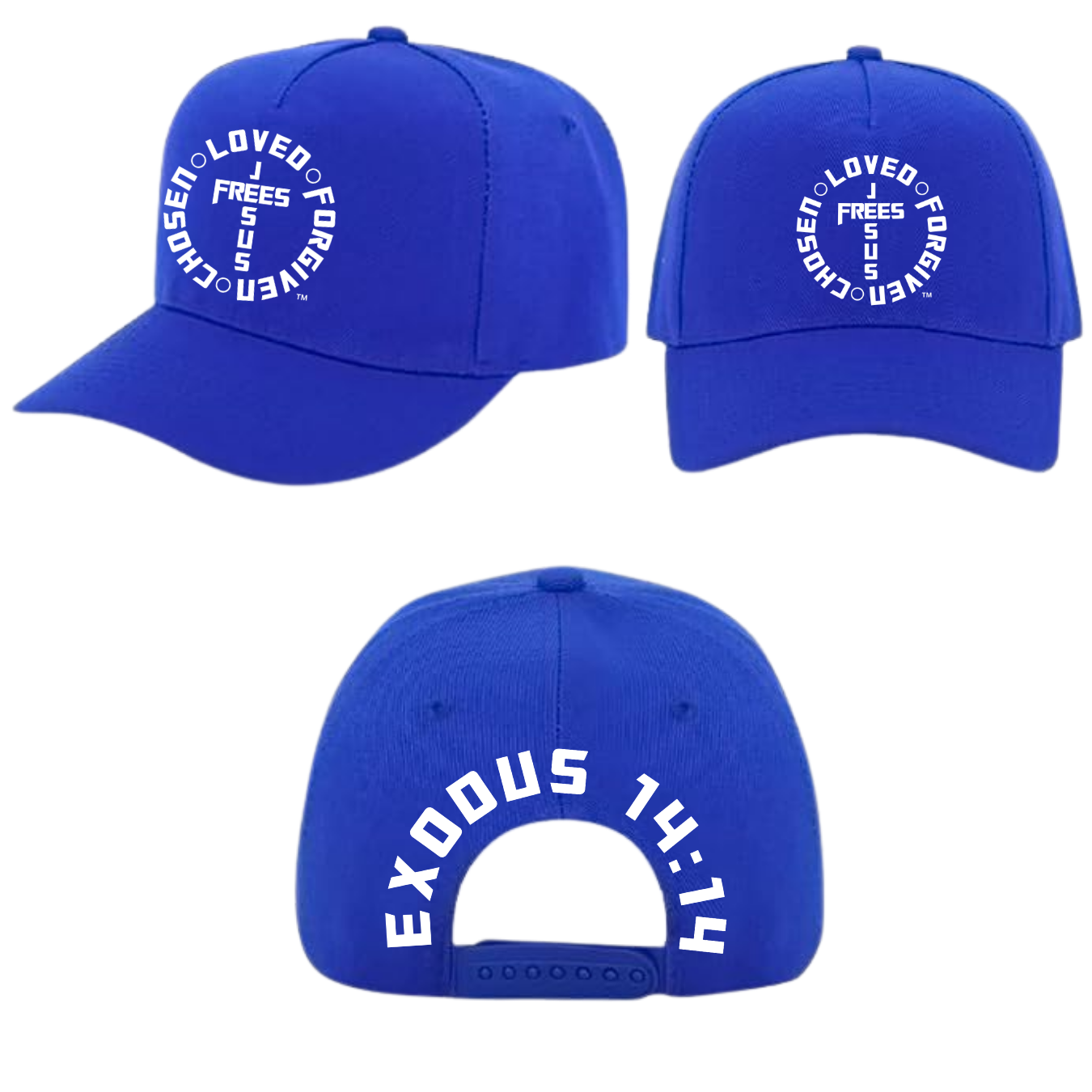 Jesus Frees - Baseball Caps for Men & Women - Pink / Beige / Blue / Red / Orange -  Font 153 White